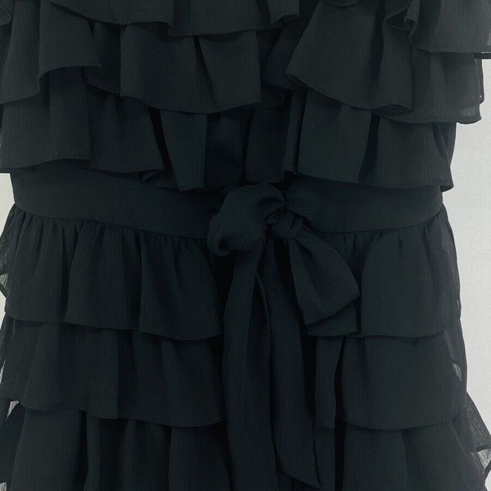 Juicy Couture Black Ruffle Mini Dress Silk Blend Size 2 - Picture 5 of 8